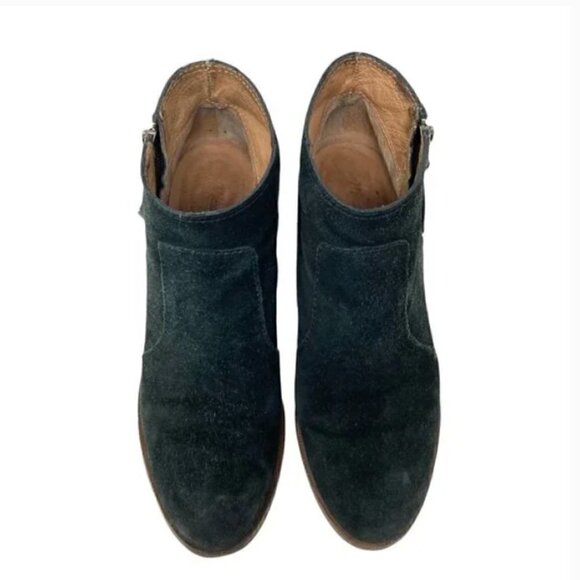 Madewell Janice Black Suede Distressed Toe Ankle Booties - Size 9 - Picture 5 of 9